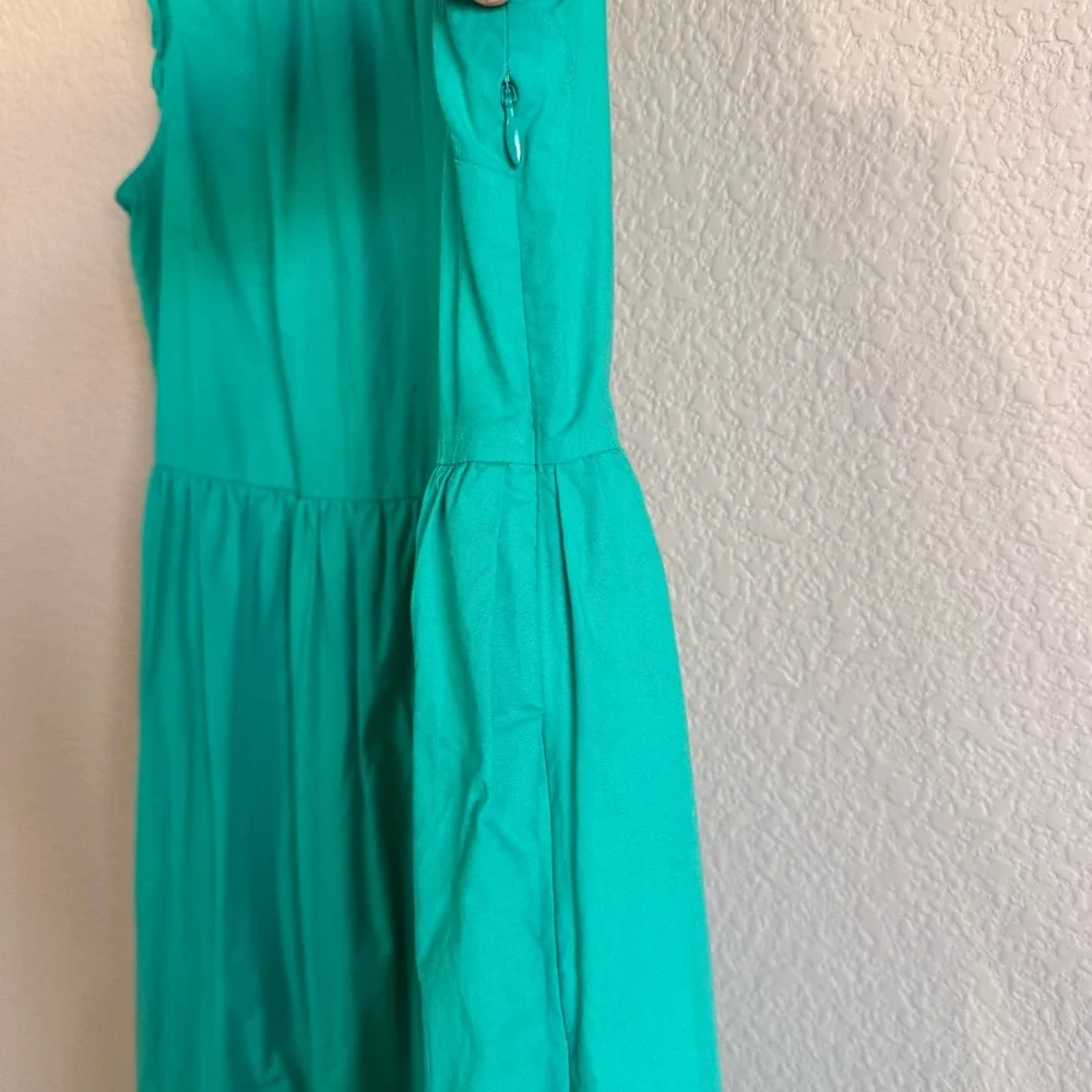 J.Crew Green Sleeveless Ruffles Tiered Poplin Midi A-Line Tank Dress Size 4